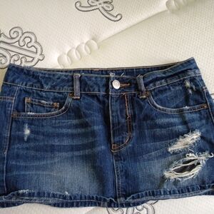 American Eagle Vintage Y2K Distressed Destroyed Jeans Denim Mini Skirt 4 27
